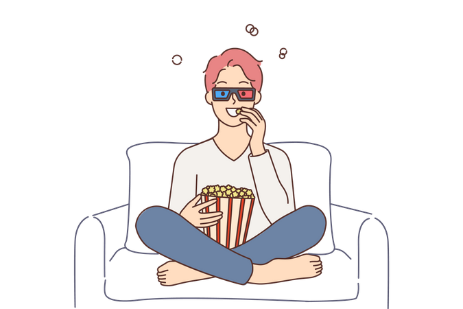 Boy watching movie  Illustration