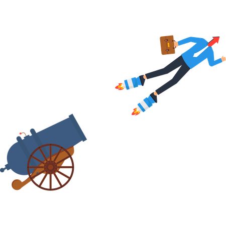 Busienssman launching busniess rocket  Illustration
