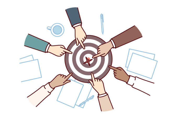 Business employees are targeting business goals Illustration