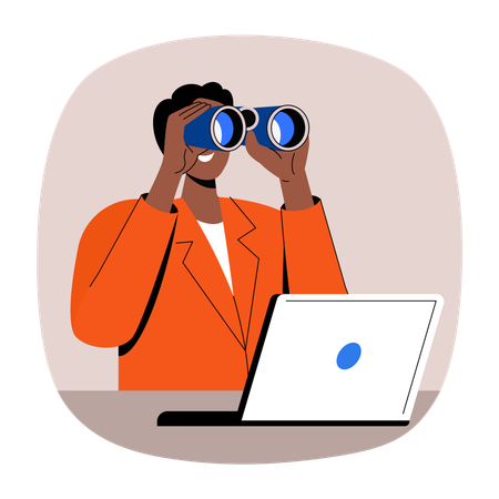 Business foresight observation with binoculars vision looking  Illustration
