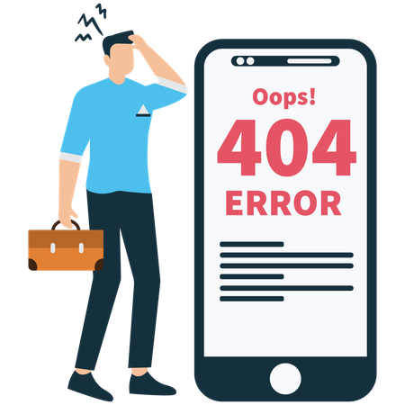 Business man facing Mobile error  Illustration