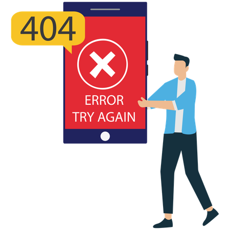 Business man facing Mobile error  Illustration