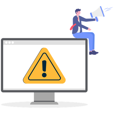 Business people announce on megaphone with attention exclamation sign  Illustration