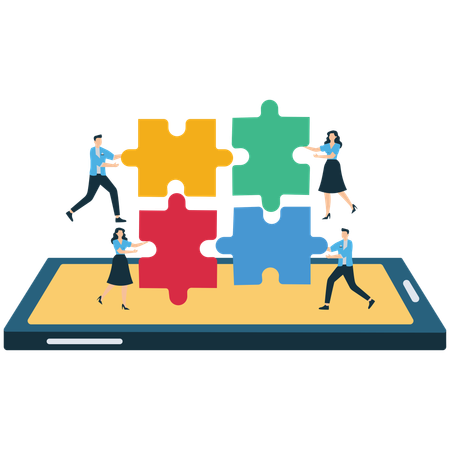 Business people Combine puzzle pieces  Illustration