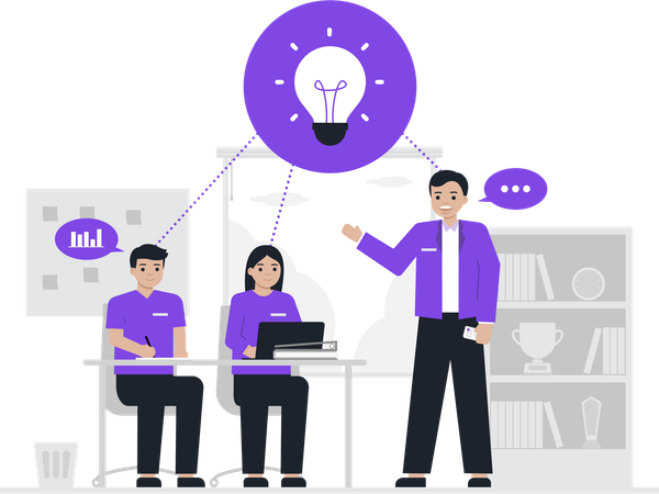 Business people doing idea analysis  Illustration