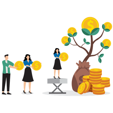 Business people doing investment in mutual fund  Illustration