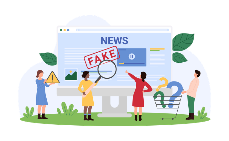 Business people facing fake news  Illustration