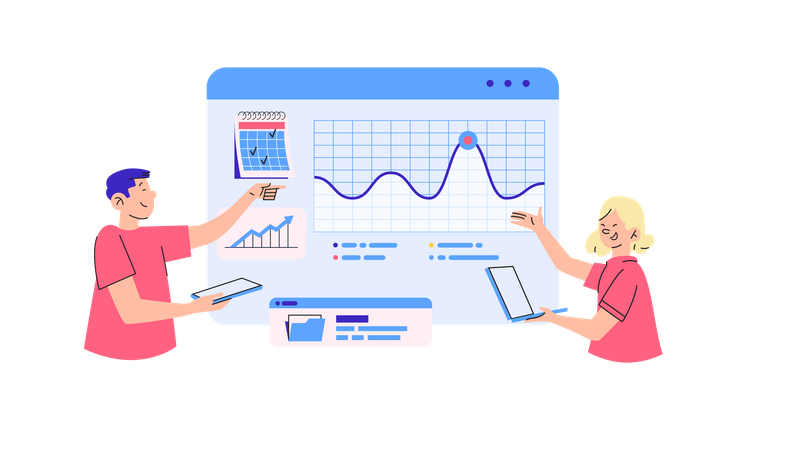 Business people Present the dashboard Illustration