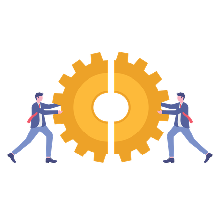 Business people working on business integration  Illustration