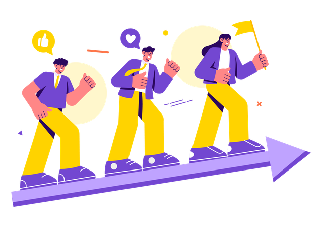 Business people working towards to achieve higher targets  Illustration