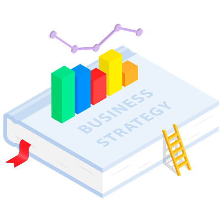 Business Strategy Book with Bar Graph  Illustration