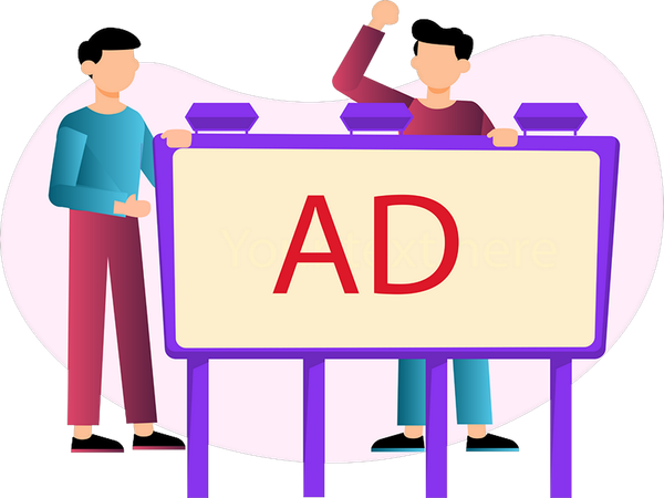 Business team doing billboard advertisement  Illustration