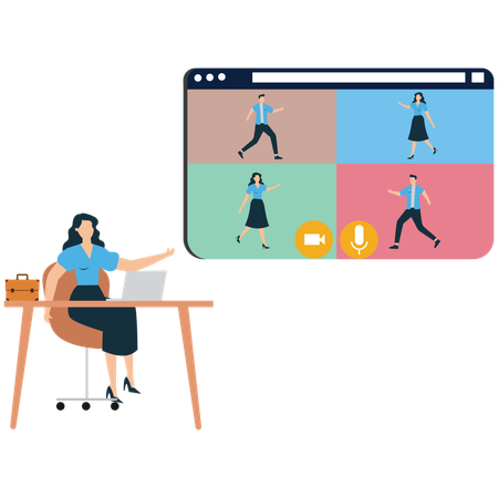 Business team schedules Conference call  Illustration