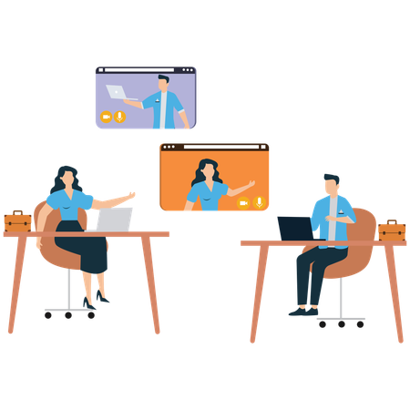 Business team schedules Conference call  Illustration