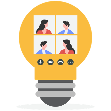 Business team solving business problem in online business meeting  Illustration