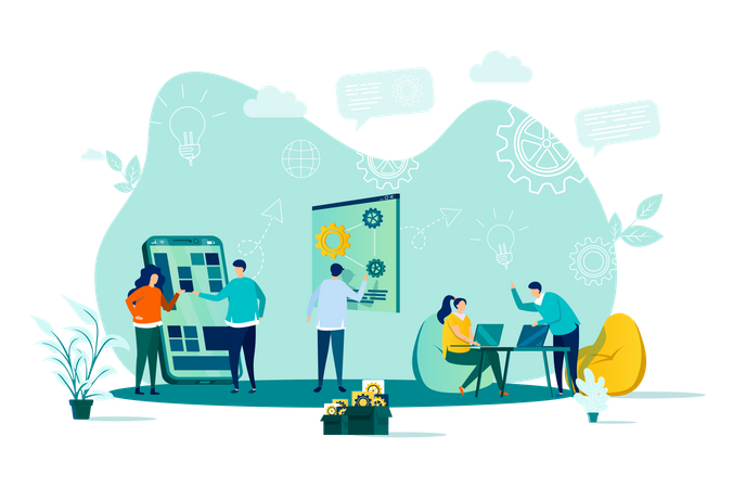 Business team working together  Illustration