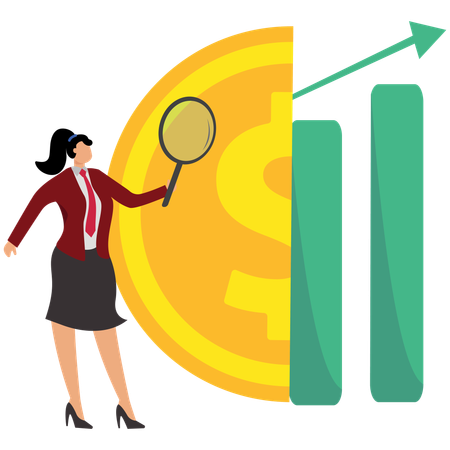 Business Woman Doing Evaluation And Survey Before Investing  Illustration