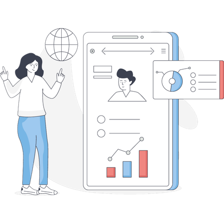 Business woman doing online marketing  Illustration