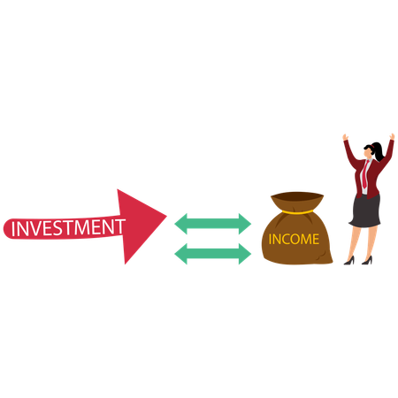 Business Woman Increase Your Income From Your Investments  Illustration