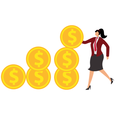 Business Woman Turning Investment Money Into Income  Illustration