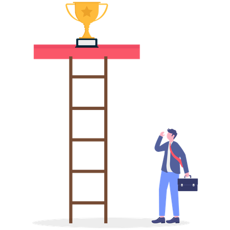 Businessman achieves higher targets  Illustration