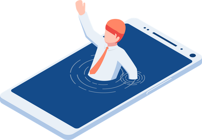 Businessman addicted to smartphone  Illustration