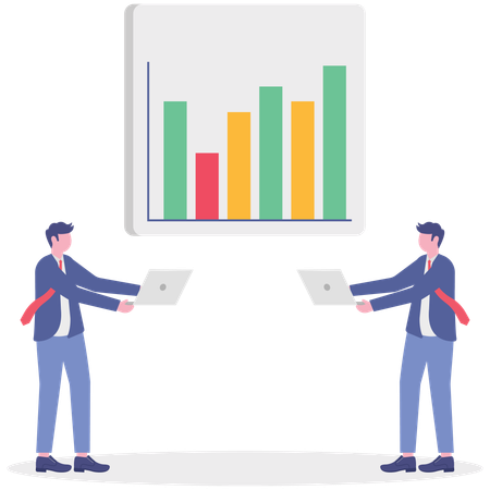 Businessman analyzes data of business Illustration