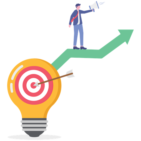 Businessman analyzes target achievement ratio  Illustration