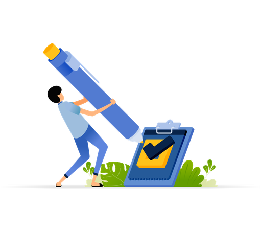 Businessman choose yes or tick selected employee  Illustration