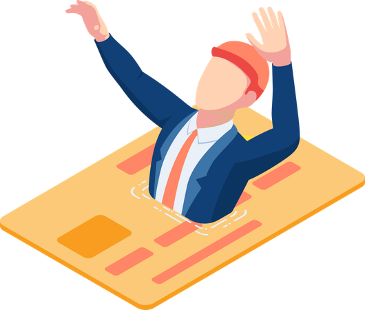 Businessman Credit Card Crisis  Illustration