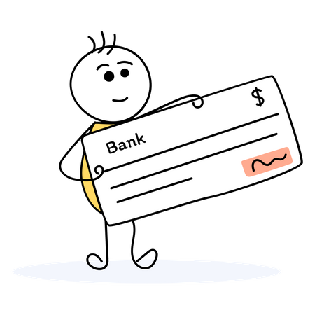 Businessman depositing payment cheque in bank  Illustration