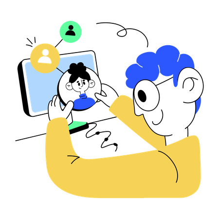 Businessman discussing about online community with employees  Illustration