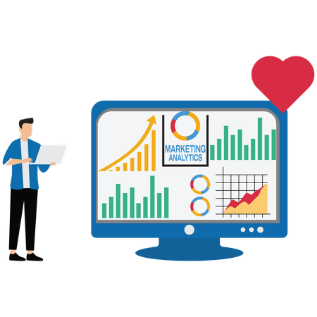 Businessman doing markeitng analysis  Illustration