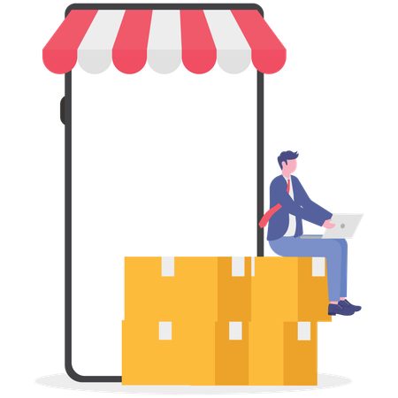 Businessman doing online shopping  Illustration