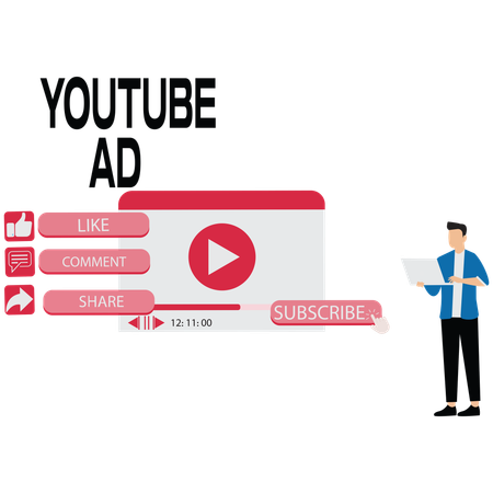 Businessman doing youtube marketing  Illustration