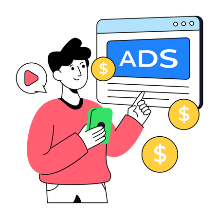 Businessman earns from Ad Revenue  Illustration