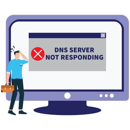 Businessman encounters DNS error  Illustration