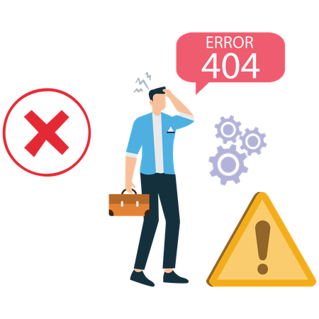 Businessman encounters Error situation  Illustration