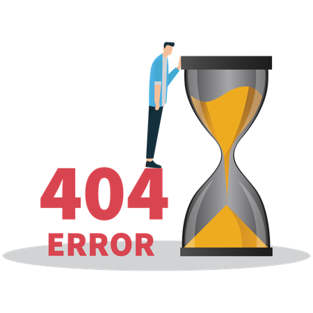 Businessman encounters Error timeout  Illustration