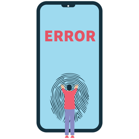 Businessman encounters Fingerprint error  Illustration