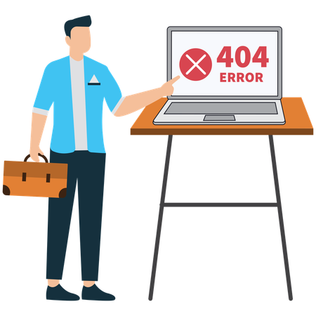 Businessman encounters Laptop error  Illustration