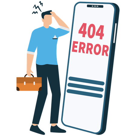 Businessman encounters Mobile error  Illustration