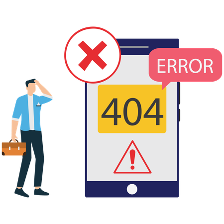 Businessman encounters Mobile error  Illustration