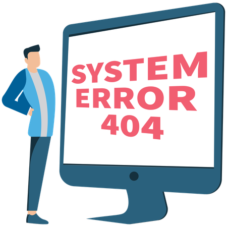 Businessman encounters System error  Illustration