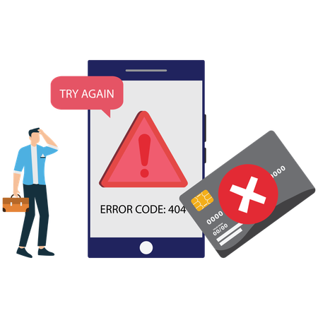 Businessman encounters Transaction error  Illustration