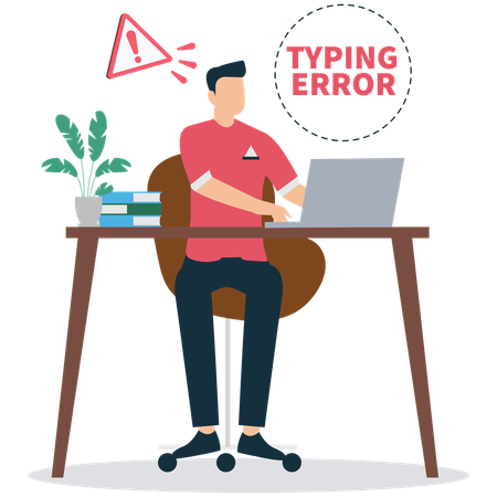 Businessman encounters Typing error  Illustration