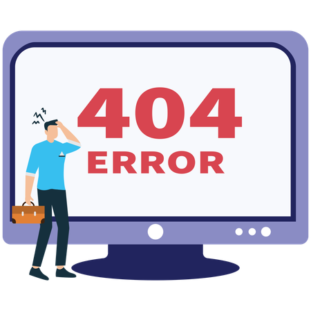 Businessman encounters web error  Illustration