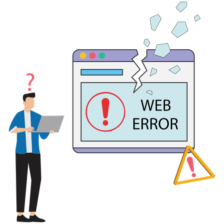 Businessman encounters web error  Illustration