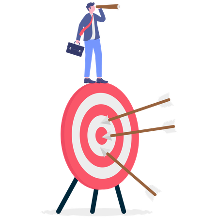 Businessman finds right direction for target success  Illustration