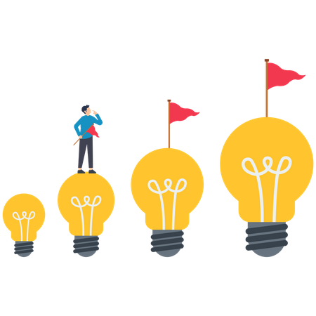 Businessman getting motivated for higher ideas  Illustration